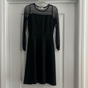 Classic Black Mesh Sleeve Dress, girls